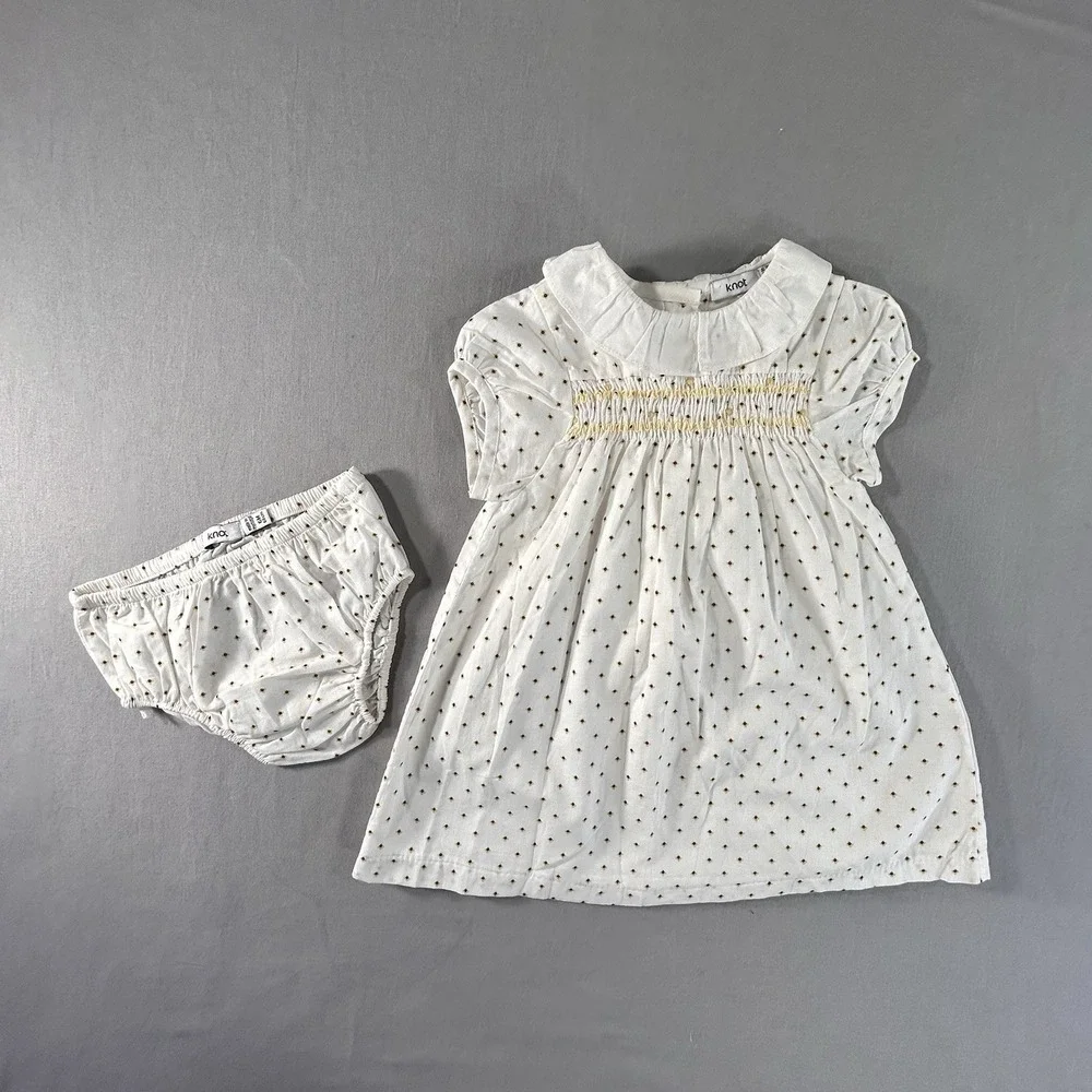 Knot Toddler White‎ Sunflower Dress With Bloomers 9 Month Easter Spring Summer